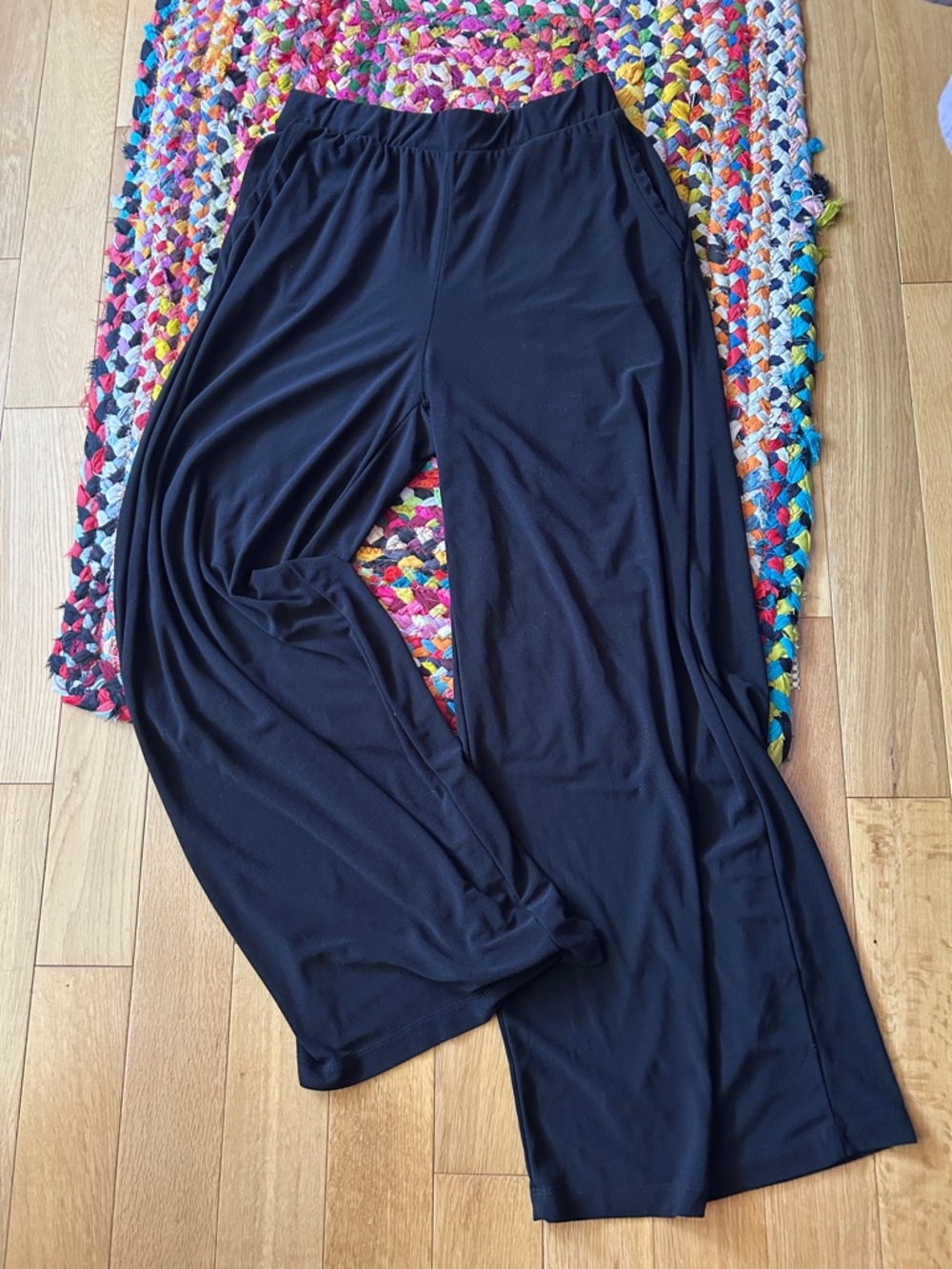 Halogen Black Wide-Leg Pull-On Pants